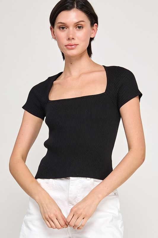 Tamera Square Neck Top - Black