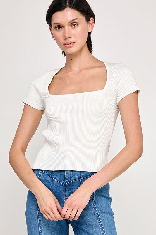 Tamera Square Neck Top - White