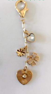 Gold Heart/Bow Bag Charm