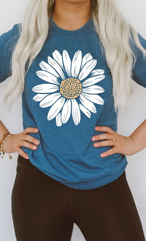 Flower Graphic Tee - H. Blue