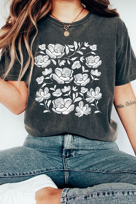 Vintage Flower Tee - Pepper