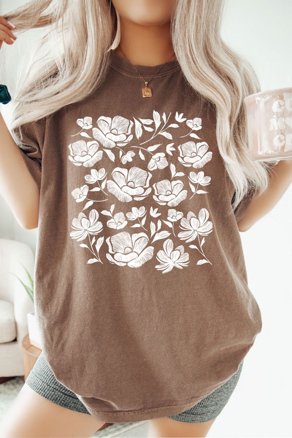 Vintage Flower Tee - Espresso