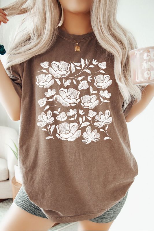 Vintage Flower Tee - Espresso