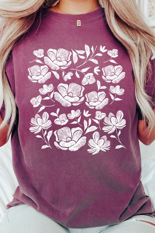 Vintage Flower Tee - Berry