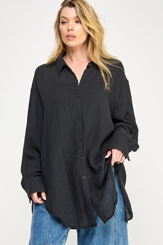 Billie Boyfriend Shirt - Black
