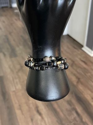 Black Beaded Bracelet Stack