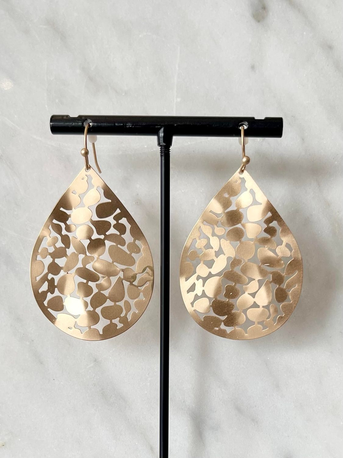 Gold Teardrop Bent Earrings