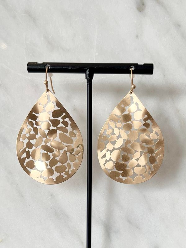 Gold Teardrop Bent Earrings