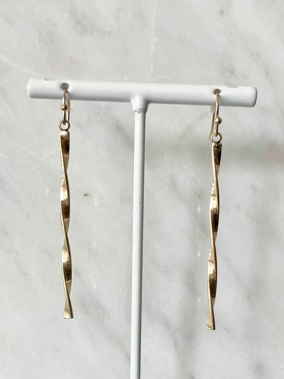 Long Spiral Dangle Earrings, Color: Gold