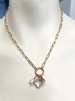 Gold Link Clover Necklace