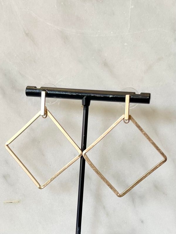 Matte Gold Square Drop Earrings