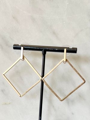 Matte Gold Square Drop Earrings