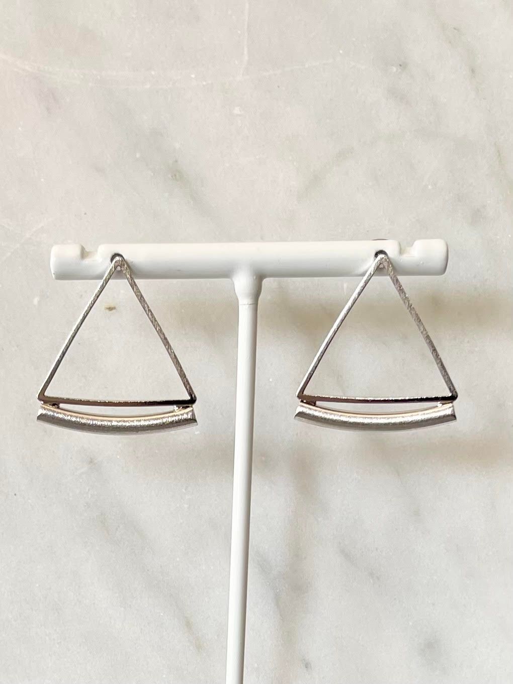 Silver Triangle Earrings