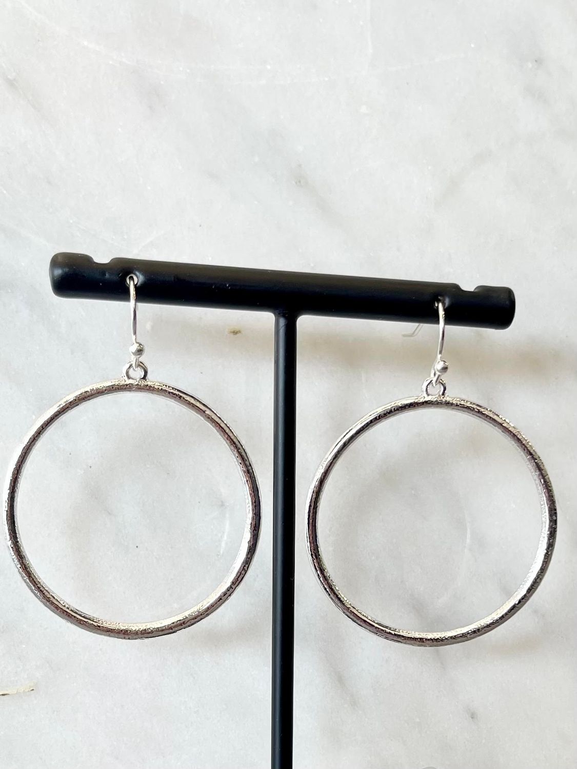 Silver Circle Dangle Earrings