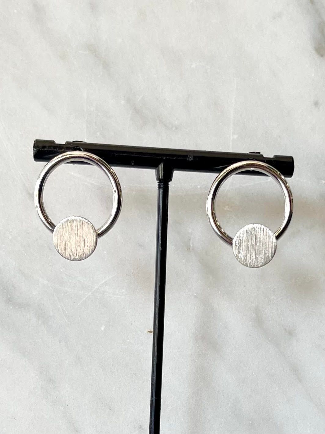 Silver Circle Drop Earrings