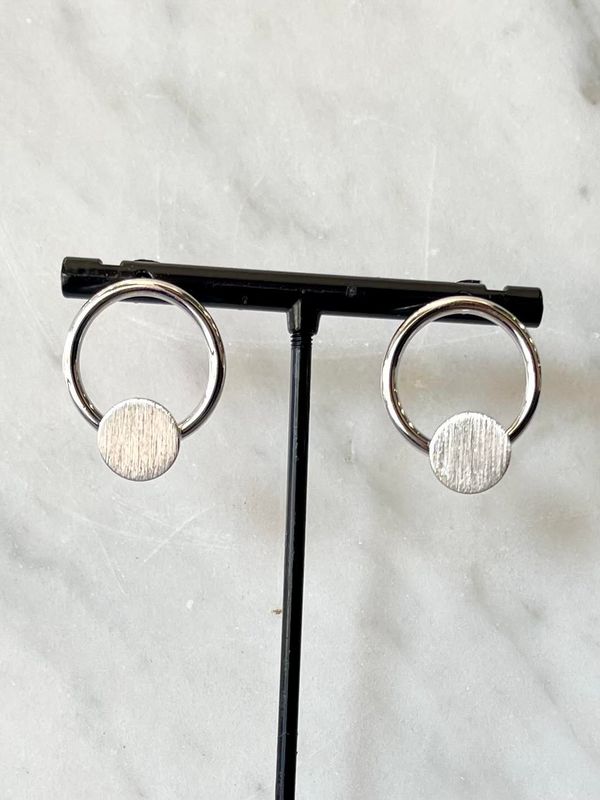 Silver Circle Drop Earrings
