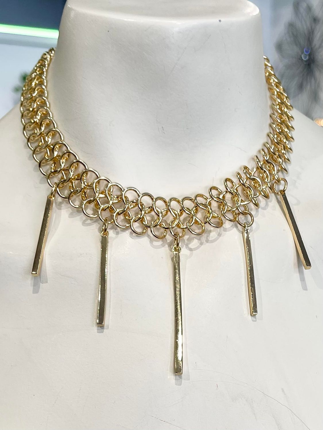 Thick Gold Choker with Long Posts