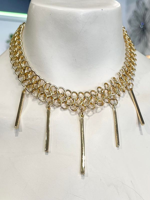Thick Gold Choker with Long Posts