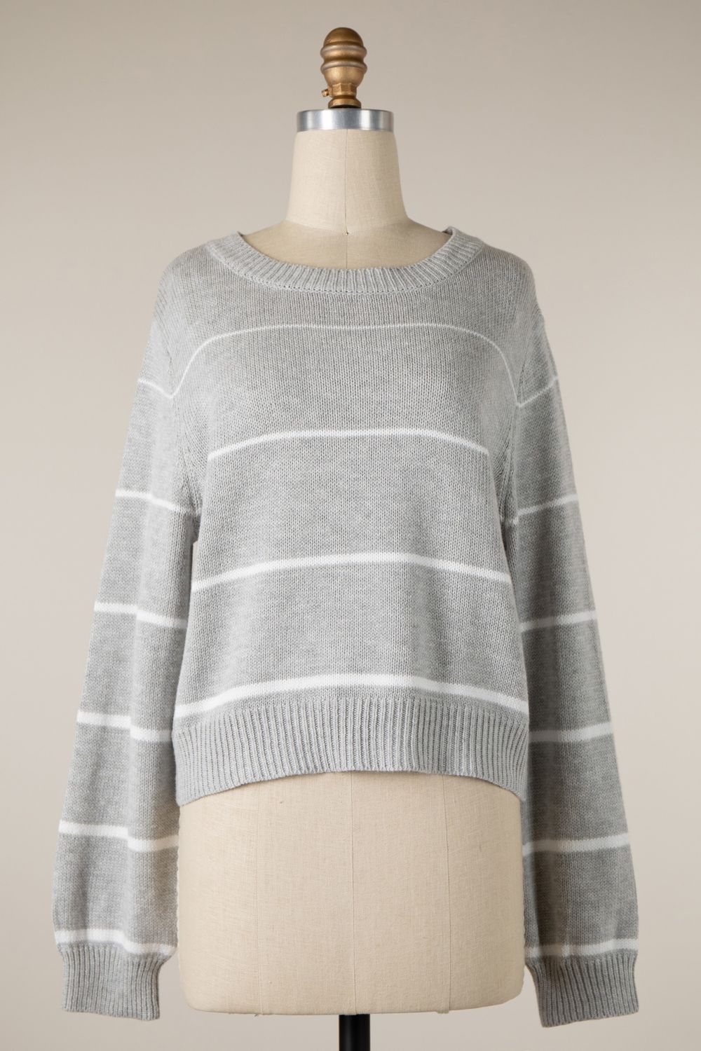 Kaylee Striped Sweater - Grey