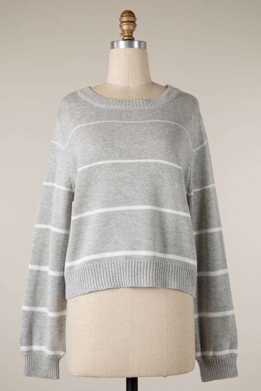 Kaylee Striped Sweater - Grey