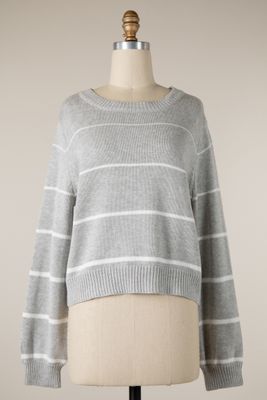 Kaylee Striped Sweater - Grey