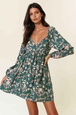 Anna Long Sleeve Mini Dress - Forest
