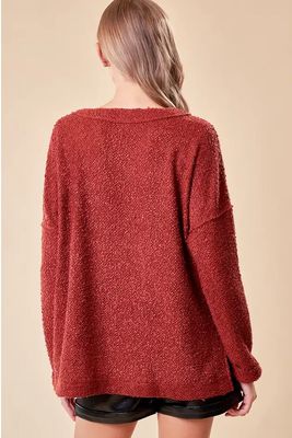 Bailey V-Neck Sweater - Brick