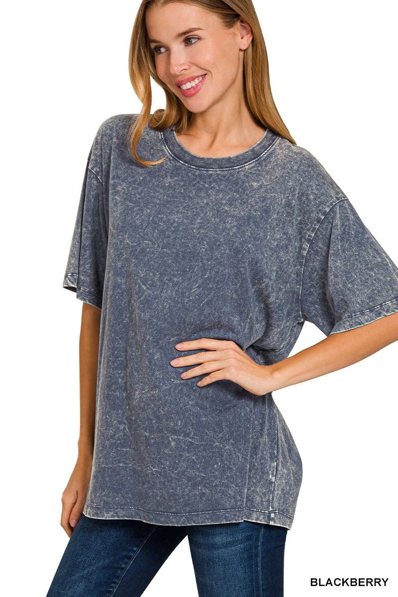 Mineral Washed Tee - Blackberry