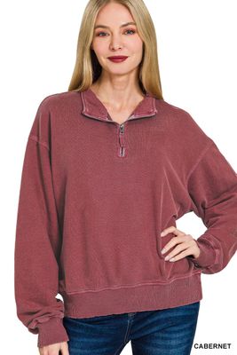 Staci Half Zip Top - Cabernet