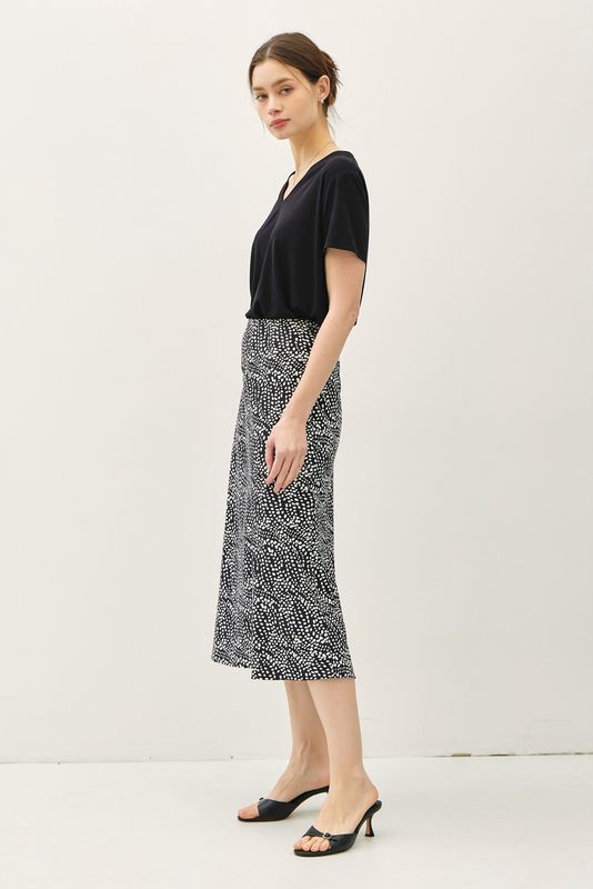 Staci Midi Skirt - Black Dot