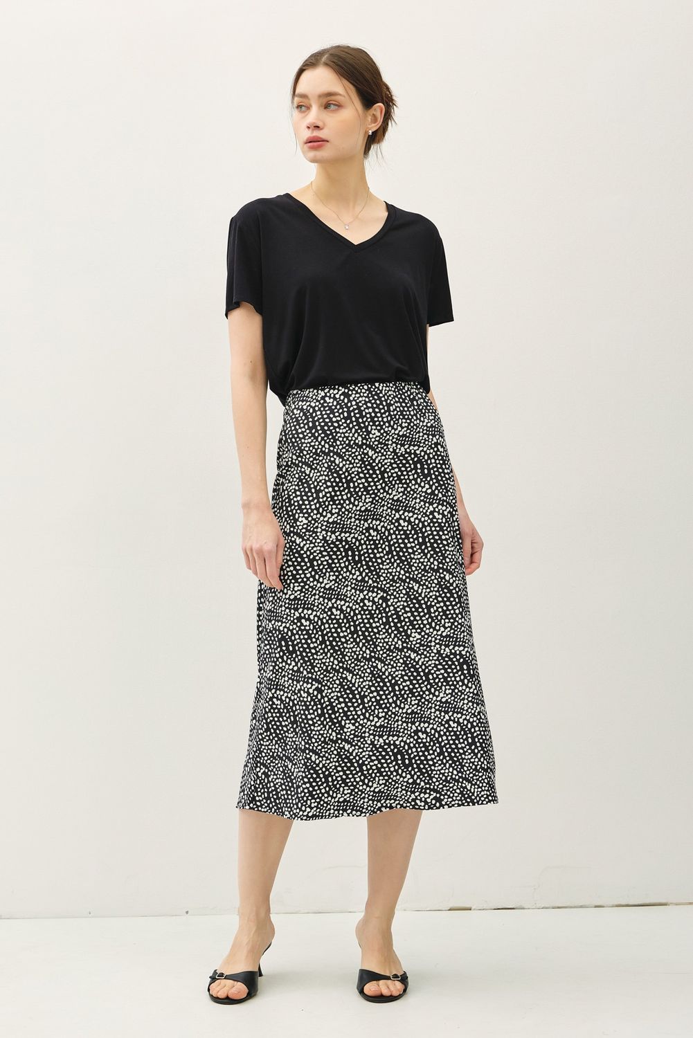 Staci Midi Skirt - Black Dot