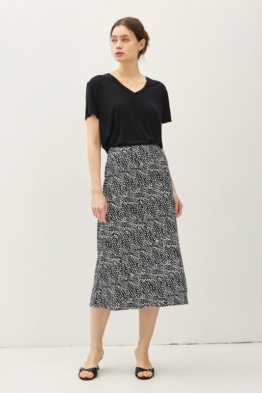 Staci Midi Skirt - Black Dot
