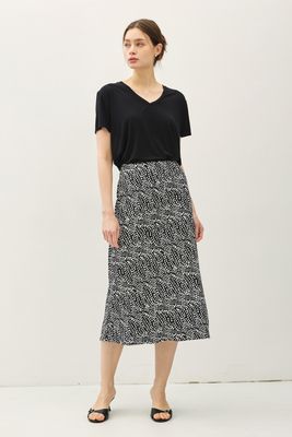 Staci Midi Skirt - Black Dot