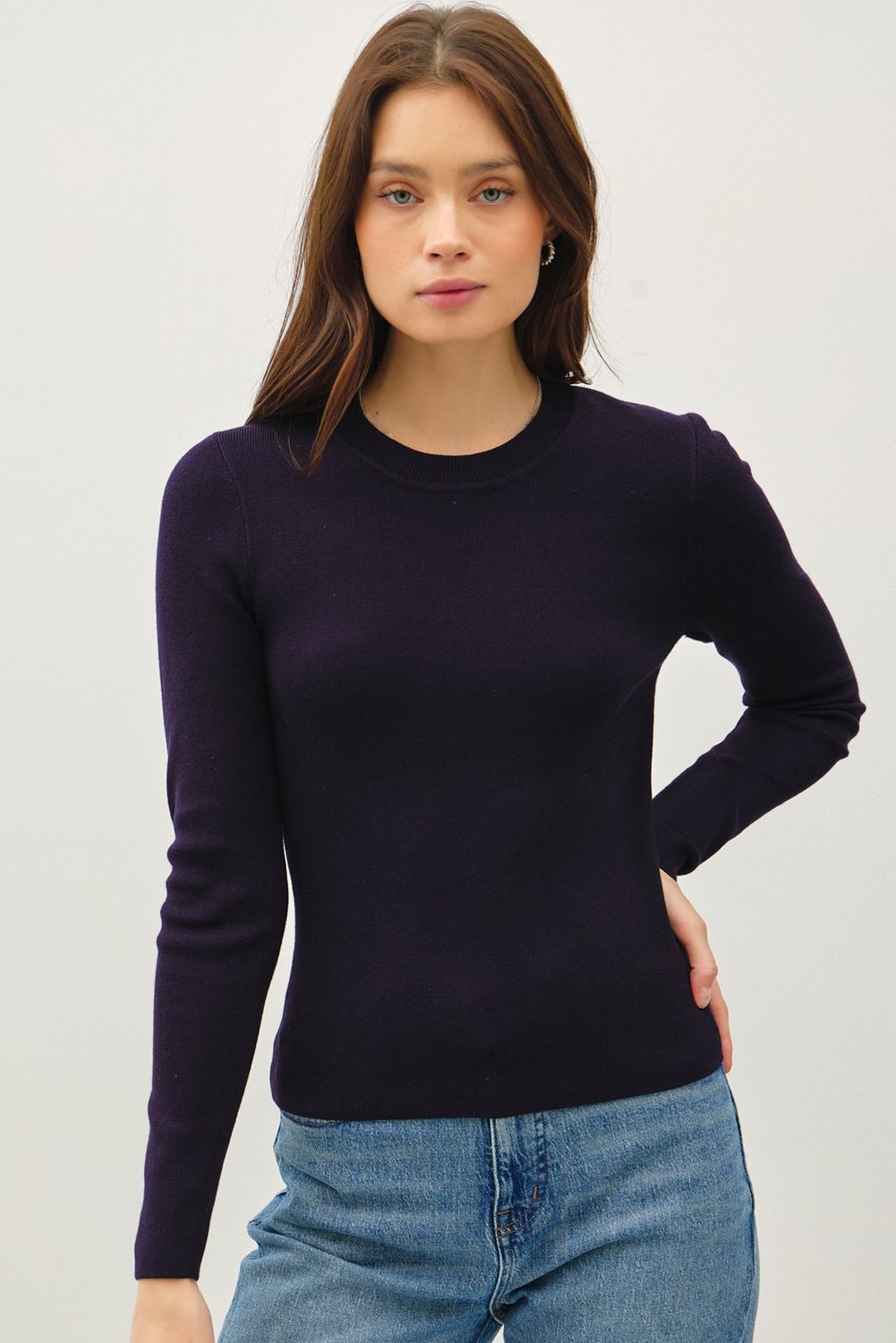 Becky Basic Sweater - Navy