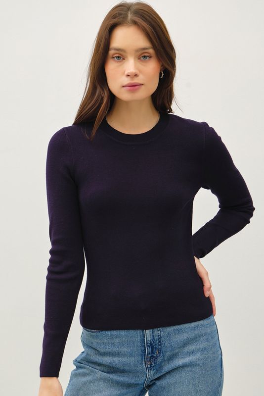 Becky Basic Sweater - Navy