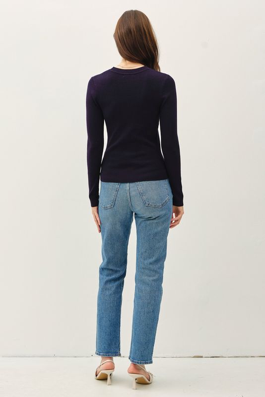 Becky Basic Sweater - Navy