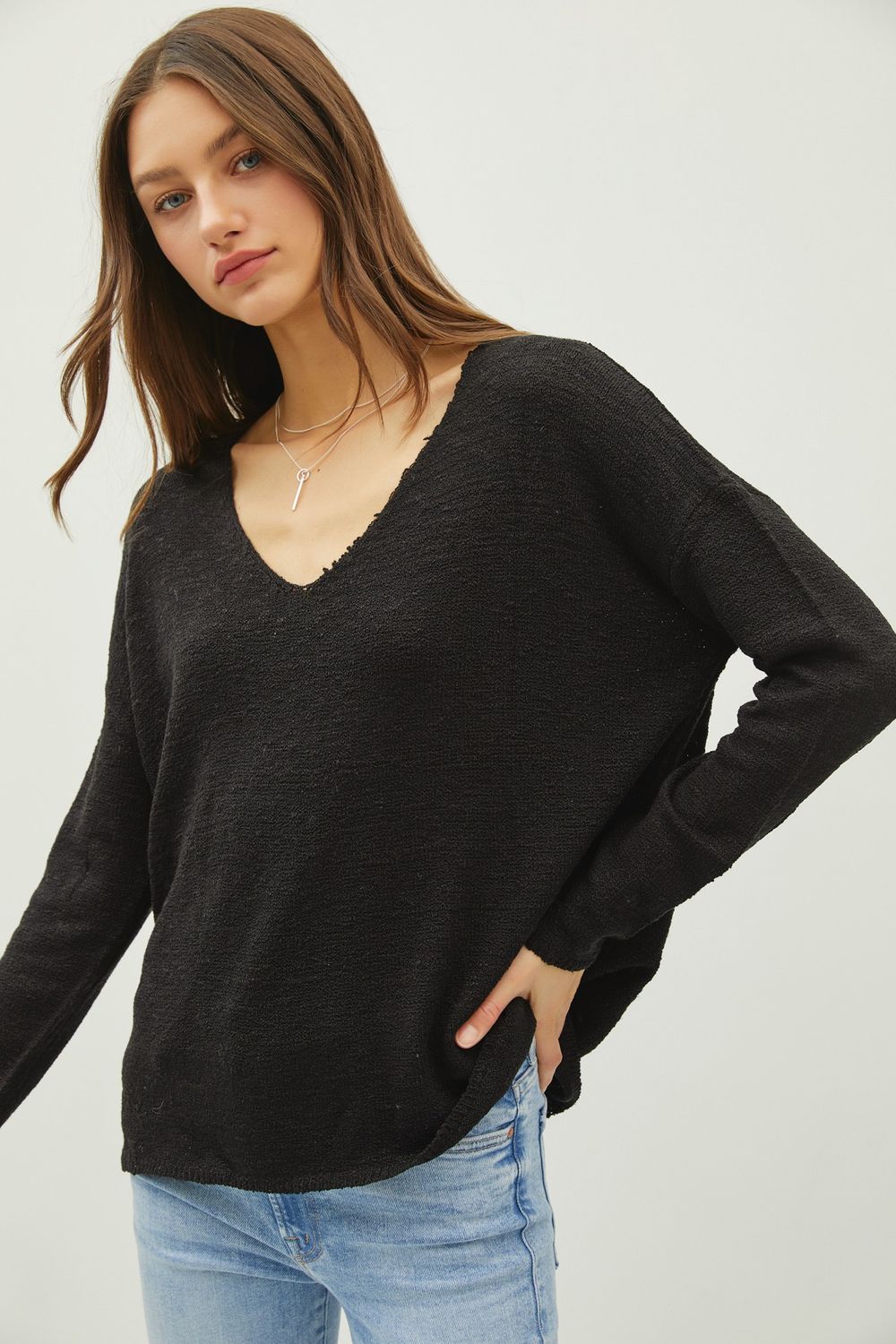 Cassidy V-Neck Sweater - Black