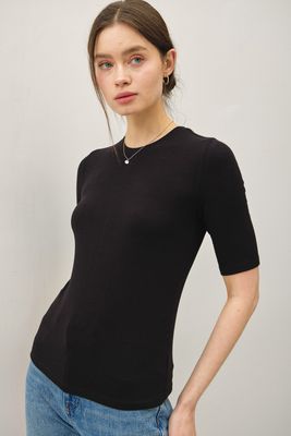 Short Sleeve Ribbed Top (Multiple Colors)