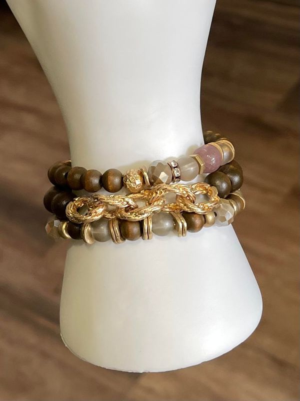 Brown &amp; Gold Beaded Bracelet Bundle
