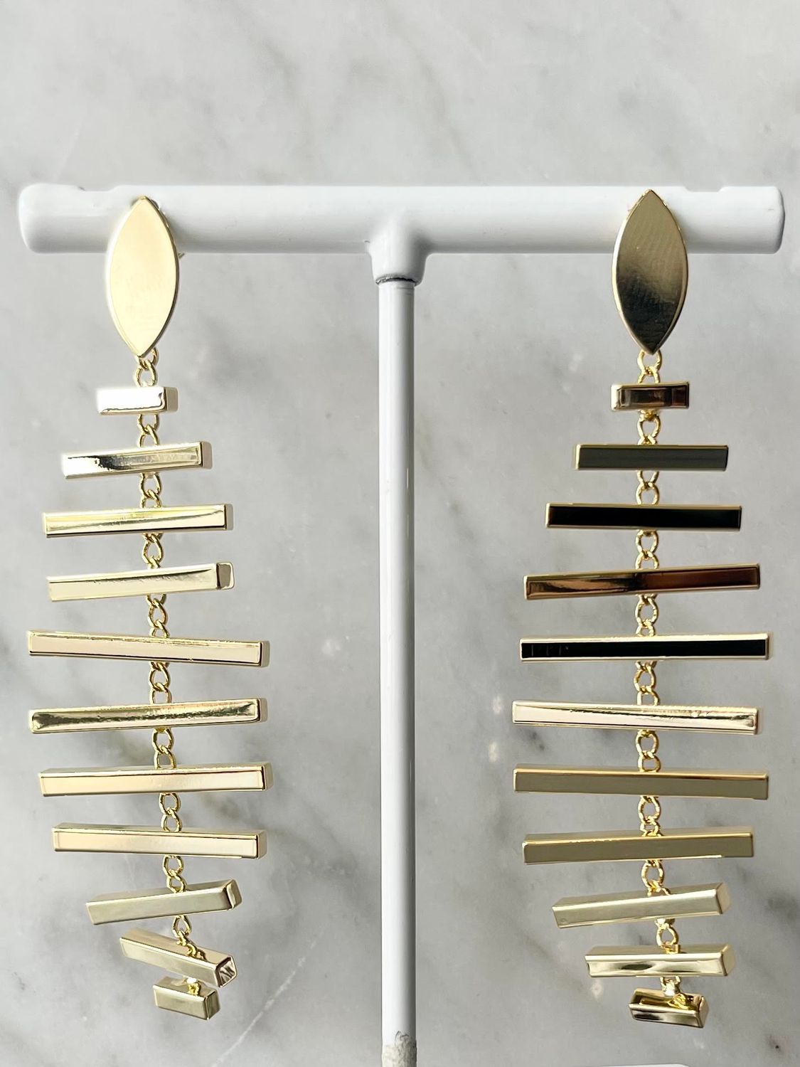 Gold Bar Spiral Earrings