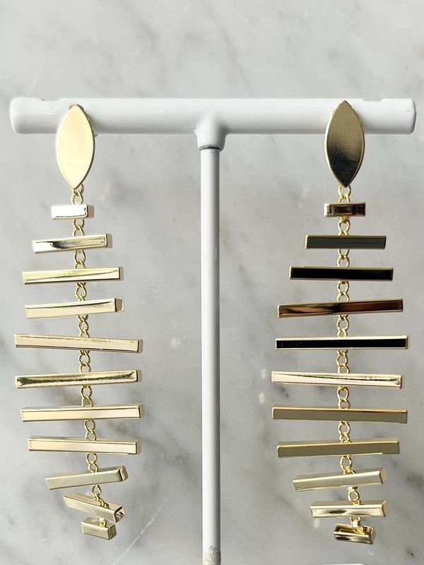 Gold Bar Spiral Earrings