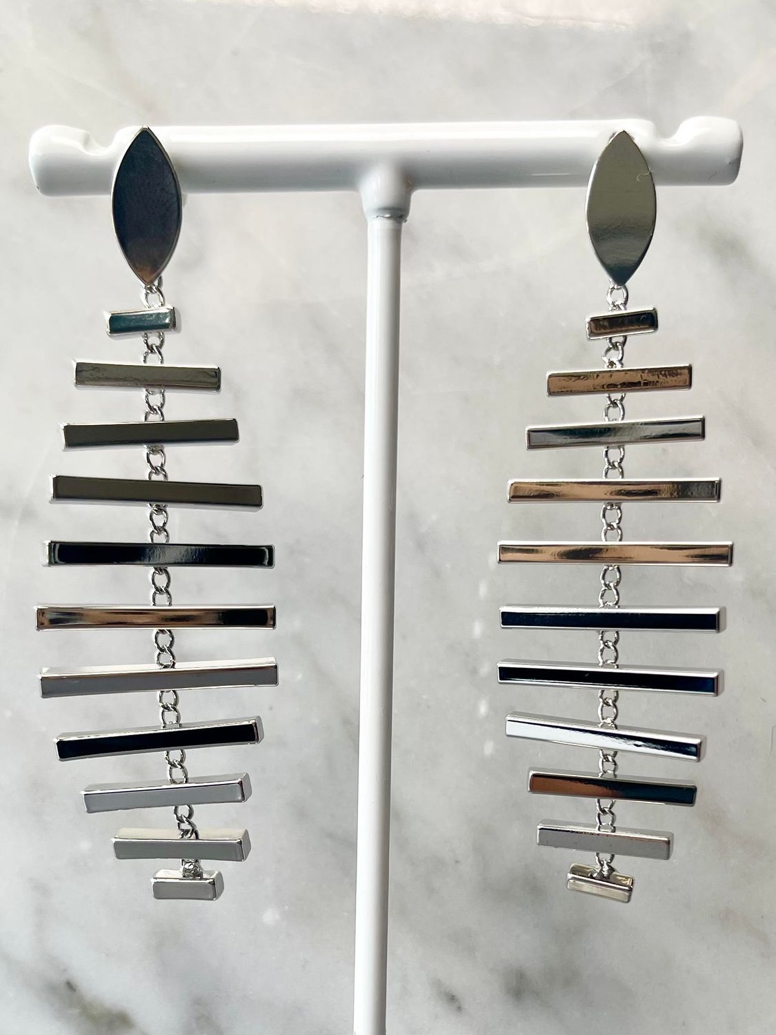 Silver Bar Spiral Earrings