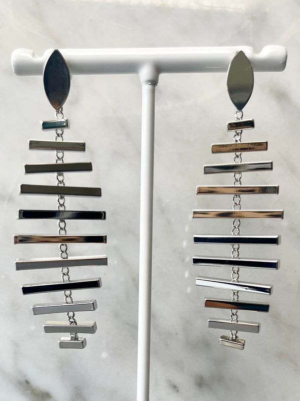 Silver Bar Spiral Earrings