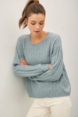Bailey Cable Knit Sweater - Retro Blue
