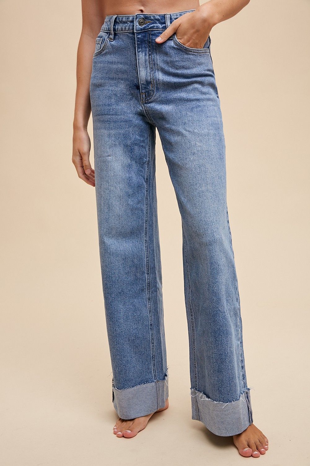 Emily Cuffed Stretch High Rise Jeans