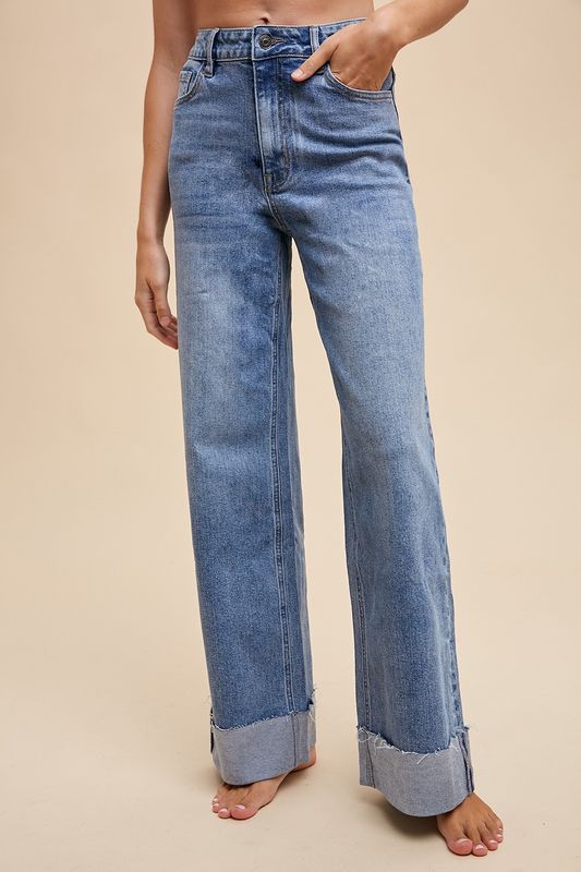Emily Cuffed Stretch High Rise Jeans