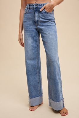 Emily Cuffed Stretch High Rise Jeans