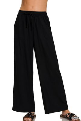 Erin Linen Blend Pants - Black