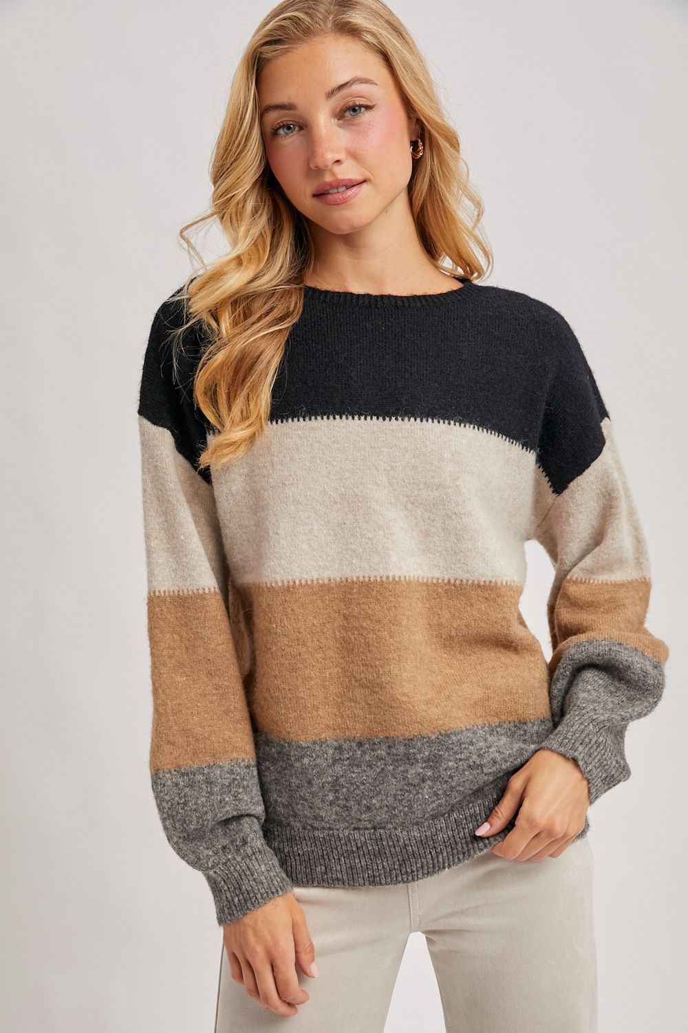 Madison Striped Sweater - Black