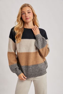 Madison Striped Sweater - Black